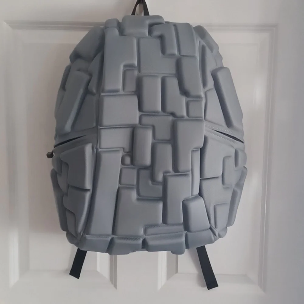 Modern Geometric Molded Backpack - Light Gray
